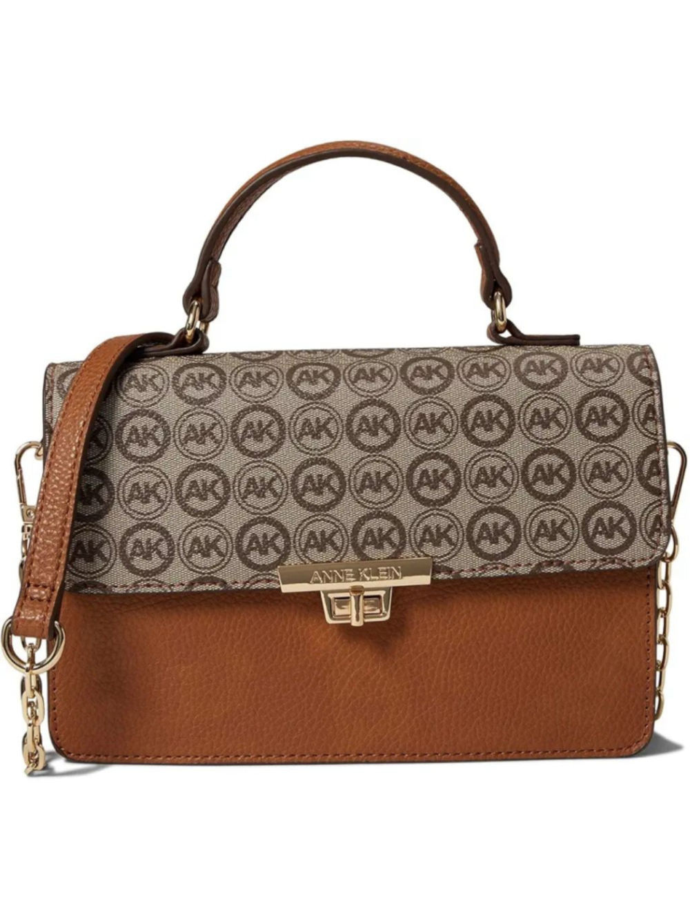 Anne Klein Brown Tan Logo Crossbody Shoulder Bag